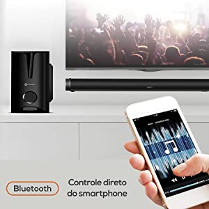 Soundbar 2.1 Canais Bluetooth 180W RMS com Subwoofer e USB | GT